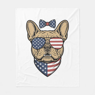 Vintage-patriotische französische Bulldogge Vektor Fleecedecke