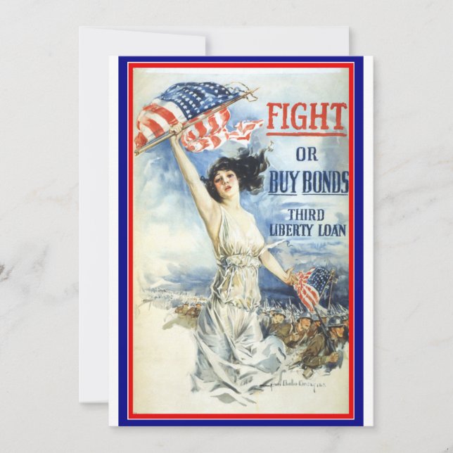 Vintage Patriotische Frau W. American Flag Poster  (Vorderseite)