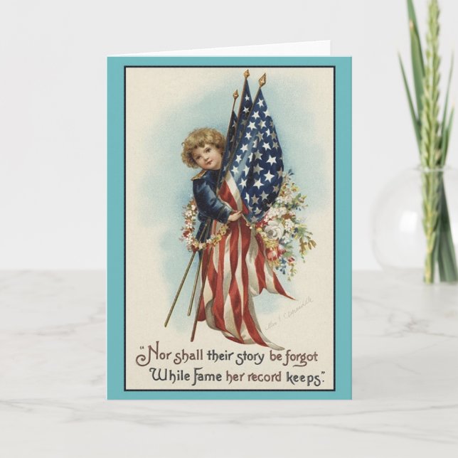 Vintage Patriotische Gedenkkarte Karte (Vorderseite)