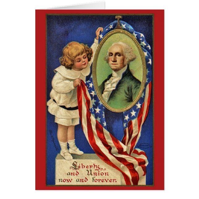 Vintage patriotische George- Washingtonkarte (Vorne)