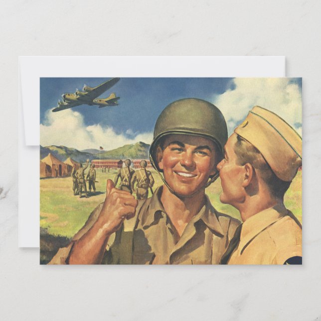 Vintage Patriotische Helden, Militärflugzeuge Männ (Vorderseite)