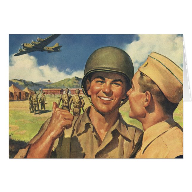 Vintage Patriotische Helden, Militärflugzeuge Männ (Vorderseite (Horizontal))