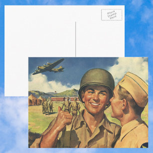Vintage Patriotische Helden, Militärflugzeuge Männ Postkarte