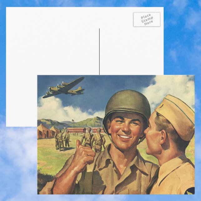 Vintage Patriotische Helden, Militärflugzeuge Männ Postkarte (Von Creator hochgeladen)