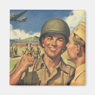 Vintage patriotische Helden, Militärflugzeugmänner Magnet
