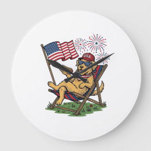 Vintage patriotische Katzen USA-Shirt-Design (2)_1 Große Wanduhr