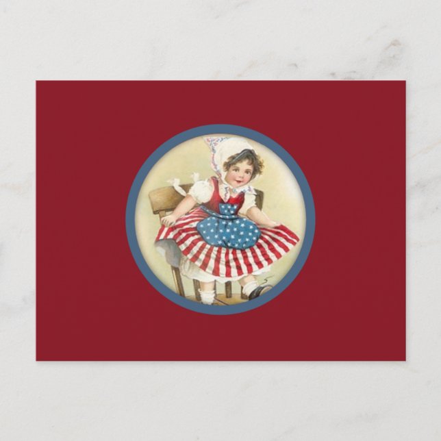 Vintage Patriotische Kinderpostkarte Postkarte (Vorderseite)