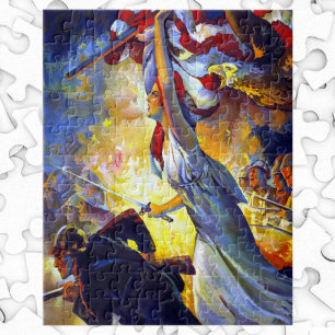 Vintage-patriotische Lady Liberty amerikanische Fl