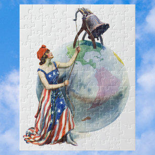 Vintage-patriotische Lady Liberty-Magazincover-Kun