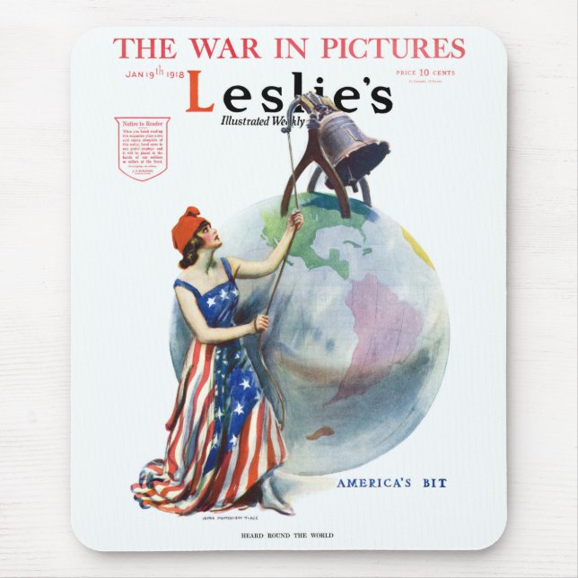Vintage Patriotische Lady Liberty Magazine Cover A Mousepad (Vorne)