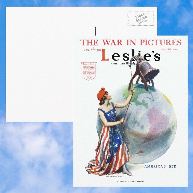 Vintage Patriotische Lady Liberty Magazine Cover A Postkarte (Von Creator hochgeladen)