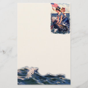 Vintage Patriotische Schwimmer Briefpapier