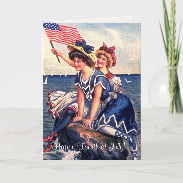 Vintage patriotische Schwimmer-Gruß-Karte Karte (Vorderseite)