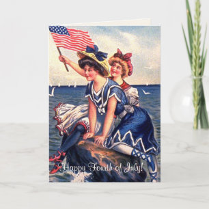 Vintage patriotische Schwimmer-Gruß-Karte Karte