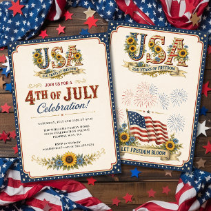 Vintage patriotische Sonnenblume USA 250 Jahre Par Einladung
