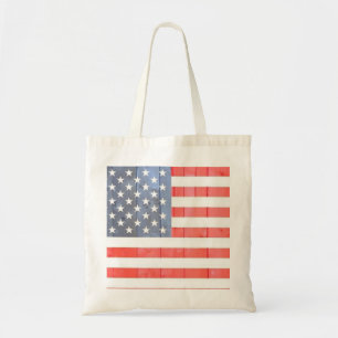 Vintage Patriotische USA-Flagge auf Holzzaun Tragetasche