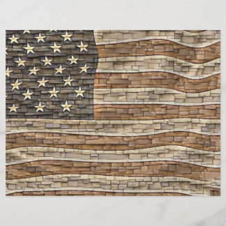 Vintage Patriotische USA-Flagge auf Steinmauer