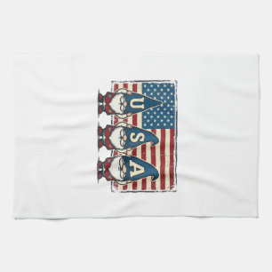 Vintage patriotische USA-Gnome weiße Hemd Design_1 Geschirrtuch