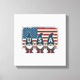 Vintage patriotische USA Gnome weiße Hemd Design_1 Leinwanddruck