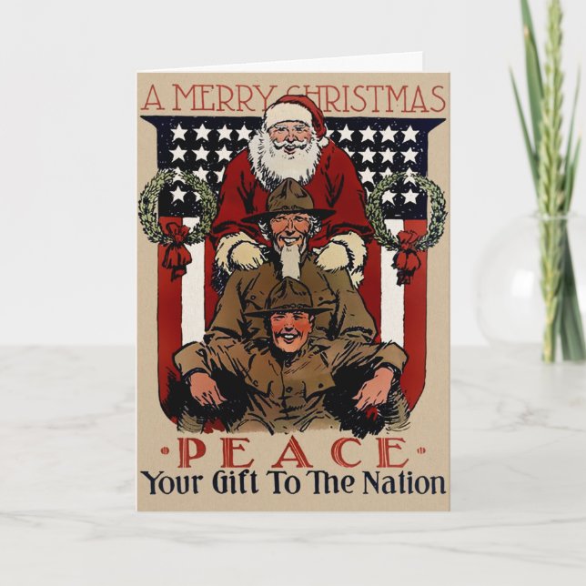 Vintage Patriotische Weihnachtskarte Feiertagskarte (Vorderseite)