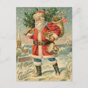 Vintage patriotische Weihnachtsmann-Postkarte Postkarte
