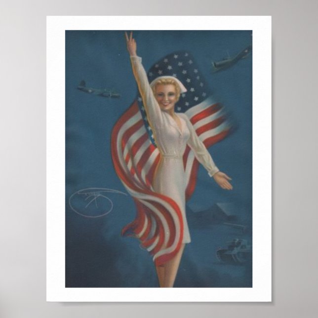 Vintage patriotische WW2-Militärkrankenversicherun Poster (Vorne)