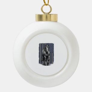 Vintage-patriotische Zugpferd-Flagge Vektor-Design Keramik Kugel-Ornament