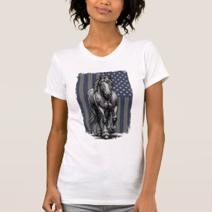 Vintage-patriotische Zugpferd-Flagge Vektor-Design T-Shirt