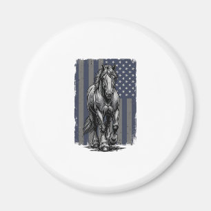 Vintage-patriotische Zugpferd-Flagge Vektordesign_ Magnet
