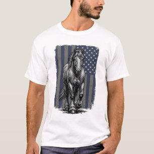 Vintage-patriotische Zugpferd-Flagge Vektordesign_ T-Shirt