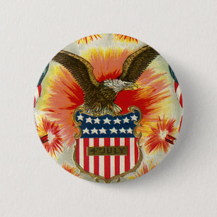 Vintage patriotischer 4. Juli Adler und amerikanis Button