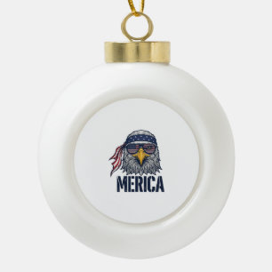 Vintage patriotischer Adler Merica-Shirt-Design_1 Keramik Kugel-Ornament