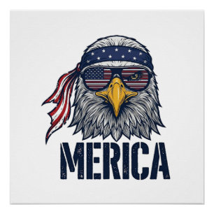 Vintage patriotischer Adler Merica-Shirt-Design_1 Poster