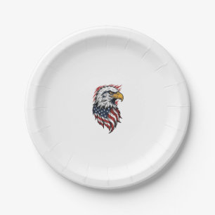 Vintage patriotischer Adler Vektor-Shirt-Design_1 Pappteller