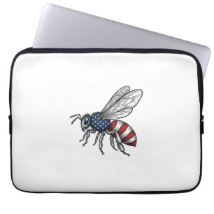 Vintage patriotischer Bienen-Vektorgrafik-Shirt-De Laptopschutzhülle