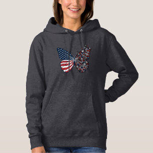 Vintage patriotischer Friedensschmetterling Vektor Hoodie