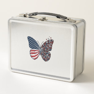 Vintage patriotischer Friedensschmetterling Vektor Metall Brotdose