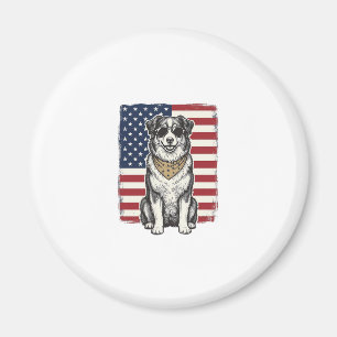 Vintage patriotischer Hund Amerikanisches Flagge S Magnet