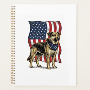Vintage patriotischer Hund Flagge Vektor-Shirt-Des Planer