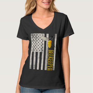 Vintage patriotischer Imker USA-Flagge Apiculturis T-Shirt