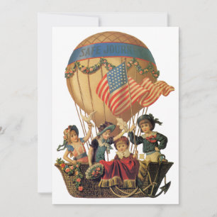 Vintage Patriotischer Kinderparty mit Heißluftball Einladung
