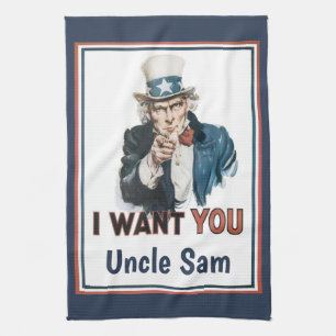 Vintage patriotischer Onkel Sam Ich will DICH Geschirrtuch