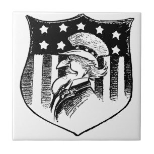 Vintage-patriotischer Onkel Sam und amerikanische  Fliese