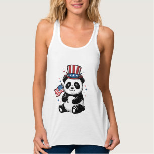 Vintage patriotischer Panda-Flag-Shirt-Entwurf_1 Tank Top