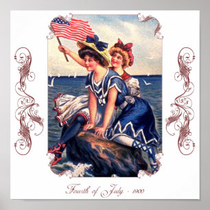 Vintage patriotischer Schwimmer Poster