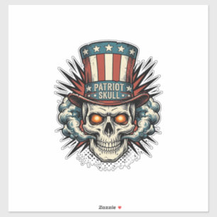 Vintage patriotischer Totenkopf-Zylinder T-Shirt-D Aufkleber