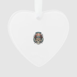 Vintage patriotischer Totenkopf-Zylinder T-Shirt-D Ornament