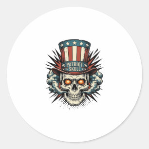 Vintage patriotischer Totenkopf-Zylinder-T-Shirt-D Runder Aufkleber