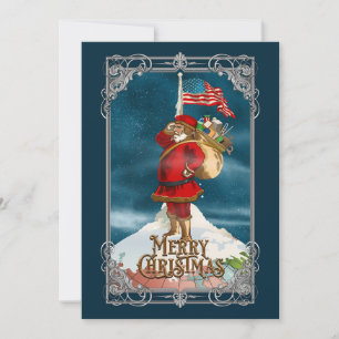 Vintage patriotischer Weihnachtsmann Feiertagskarte