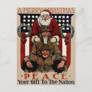 Vintage patriotischer Weihnachtsmann Weihnachten Postkarte